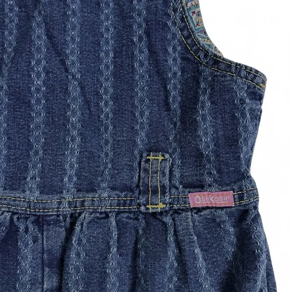 Vintage OshKosh B’gosh Girls Denim Overalls 6 USA Made 90s Stripe Cute Americana